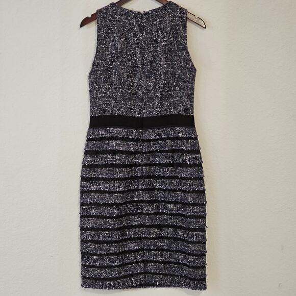 Etcetera Women's Dress Virgin Wool Silk Cotton Blend Sheath Blue Black Grey Sz 8 - Picture 8 of 14